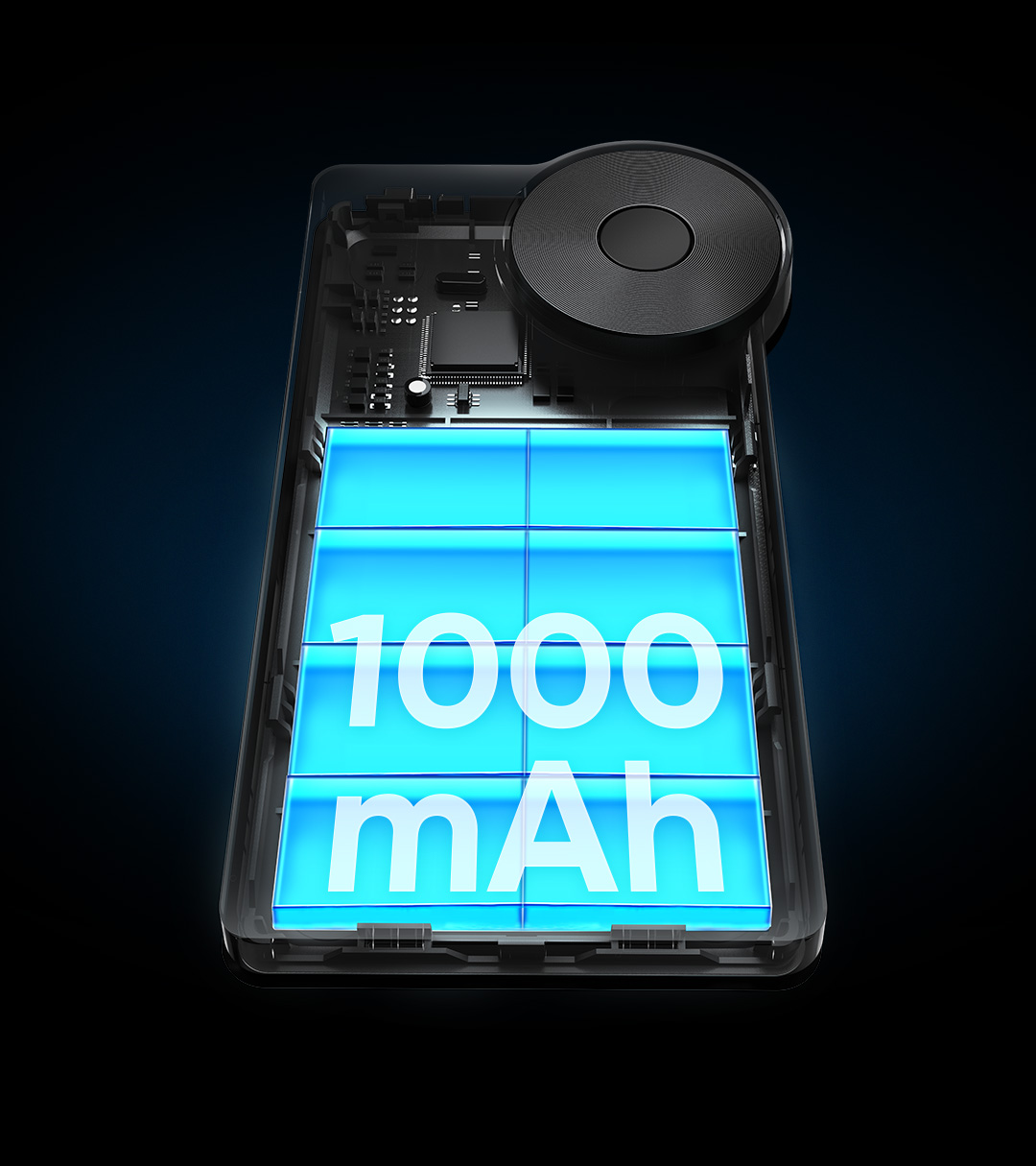 1000mAhバッテリー、長い動作時間
