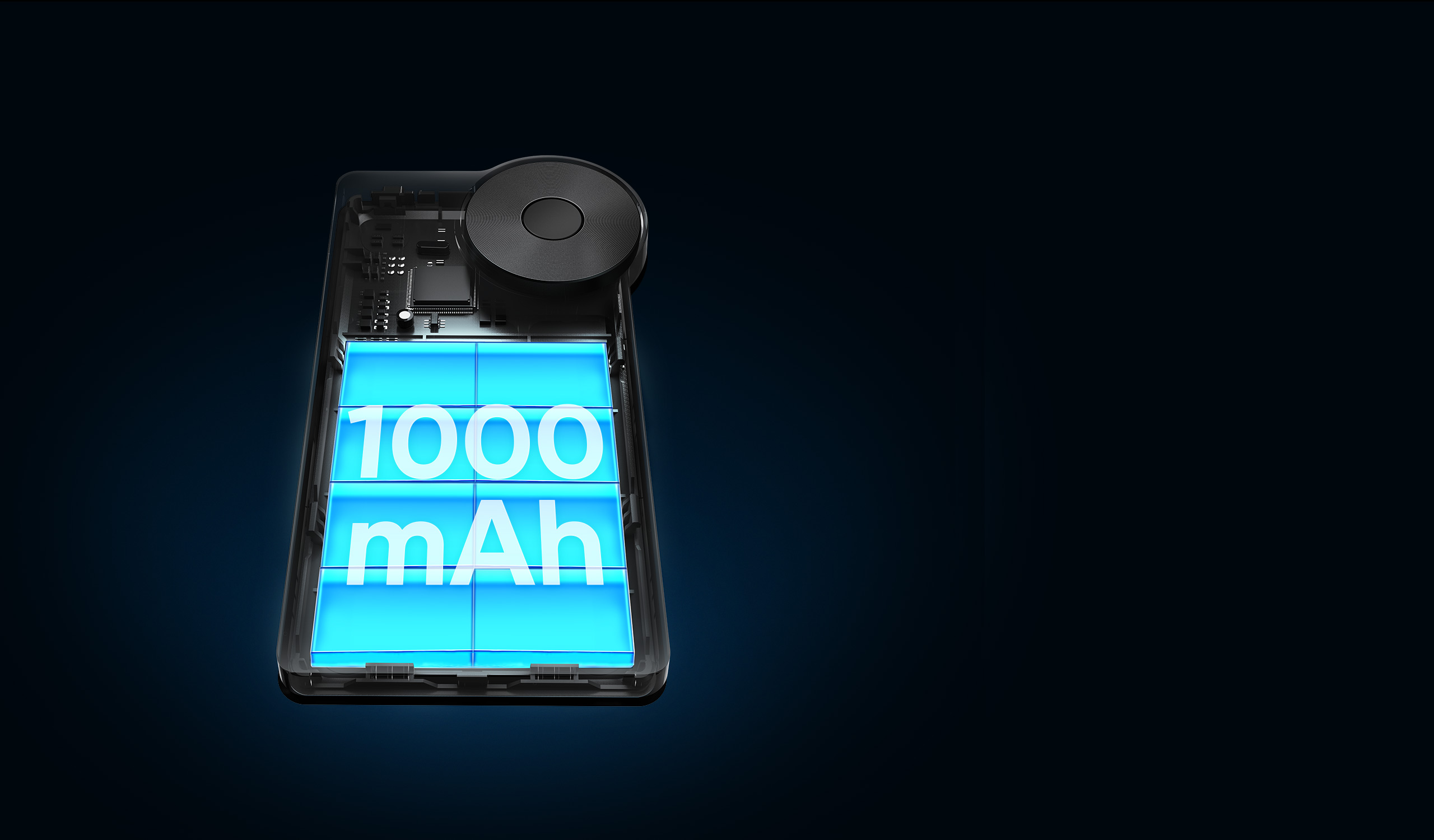 1000mAhバッテリー、長い動作時間